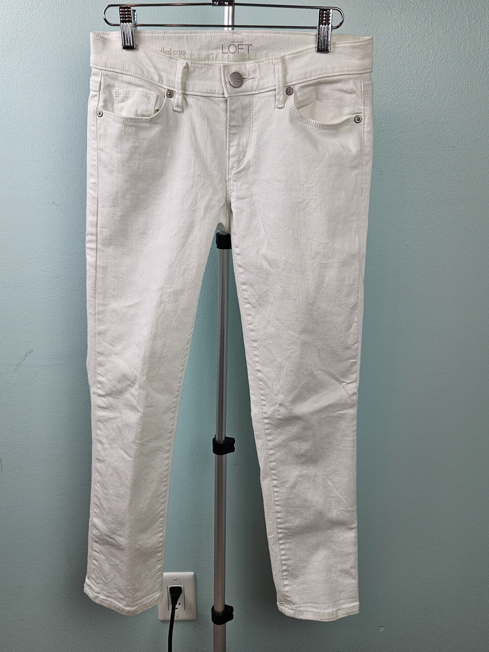 LOFT White Ankle Modern Cuffed Crop Jeans